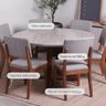 Conjunto de Jantar Mesa Redonda com Vidro Bennett 6 Cadeiras Ella - Natural C/ Cinza - 2