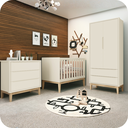 Ver imagem 1 de Quarto de Bebê Berço + Cômoda + Guarda Roupa Areia Classic Madeira Natural
