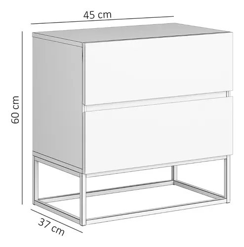 Mesa Cabeceira Eros 2 Gavetas Estilo Industrial com Pés   - 2