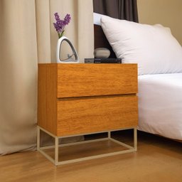 Mesa Cabeceira Eros 2 Gavetas Estilo Industrial com Pés   - 1
