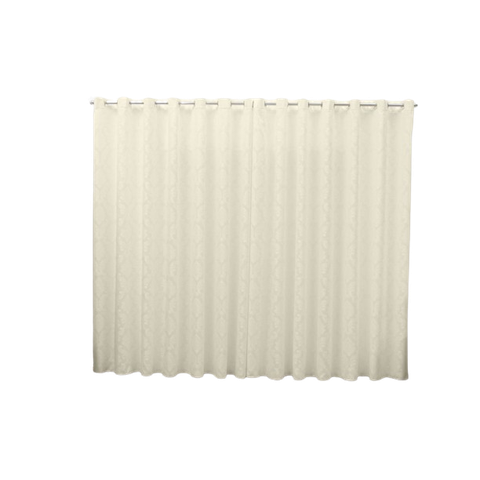 Cortina 3,00x2,60 Sala Quarto Cozinha Varão Tecido Jacquard:pérola
