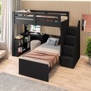 Ver imagem 3 de Beliche Multifuncional Solteiro Adulto com Escrivaninha Star Office Casatema MadeiraOriginals Preto/