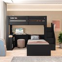 Ver imagem 4 de Beliche Multifuncional Solteiro Adulto com Escrivaninha Star Office Casatema MadeiraOriginals Preto/