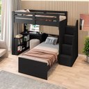 Ver imagem 4 de Beliche Multifuncional Solteiro Adulto com Escrivaninha Star Office Casatema MadeiraOriginals Preto/