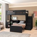 Ver imagem 1 de Beliche Multifuncional Solteiro Adulto com Escrivaninha Star Office Casatema MadeiraOriginals Preto/