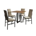 Ver imagem 2 de Conjunto de Jantar Mesa Mônaco Premium 90cm Imbuia com 4 Cadeiras Estofadas Bege