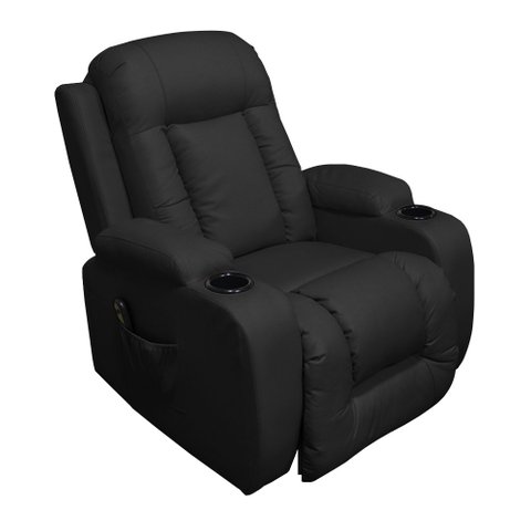 Poltrona do Papai Austin Elevação Lift com Massagem Aquecimento 150º Pu G31 - Gran Belo Preto