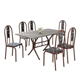 Conjunto Sala de Jantar Mesa Retangular 140x75cm Tampo Granito Topázio 6 Cadeiras Linda Yescasa - 2