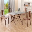 Ver imagem 1 de Conjunto Sala de Jantar Mesa Retangular 100x60cm Tampo Granito Topázio 4 Cadeiras Linda Yescasa