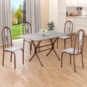 Ver imagem 1 de Conjunto Sala de Jantar Mesa Retangular 100x60cm Tampo Granito Topázio 4 Cadeiras Linda Yescasa