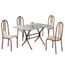 Ver imagem 2 de Conjunto Sala de Jantar Mesa Retangular 100x60cm Tampo Granito Topázio 4 Cadeiras Linda Yescasa