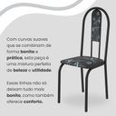 Ver imagem 7 de Conjunto Sala de Jantar Mesa Retangular 100x60cm Tampo Granito Topázio 4 Cadeiras Linda Yescasa Preto/Floral/Fosco