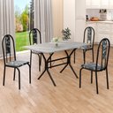 Ver imagem 1 de Conjunto Sala de Jantar Mesa Retangular 100x60cm Tampo Granito Topázio 4 Cadeiras Linda Yescasa