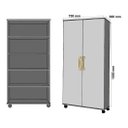 Ver imagem 4 de Armário Multiuso Branco para Escritório Quarto com Rodinhas Rodízios Espaçoso com 2 portas - Az