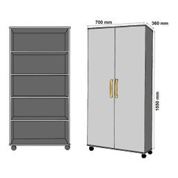 Armário Multiuso Branco para Escritório Quarto com Rodinhas Rodízios Espaçoso com 2 portas - Az - 4