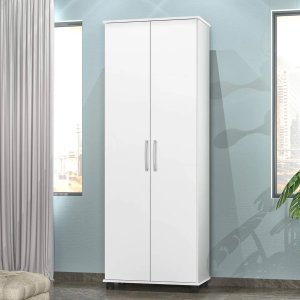 Armário Multiuso Branco para Escritório Quarto com Rodinhas Rodízios Espaçoso com 2 portas - Az