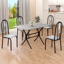 Ver imagem 1 de Conjunto Sala de Jantar Mesa Retangular 100x60cm Tampo Granito Topázio 4 Cadeiras Linda Yescasa