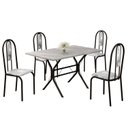 Ver imagem 2 de Conjunto Sala de Jantar Mesa Retangular 100x60cm Tampo Granito Topázio 4 Cadeiras Linda Yescasa