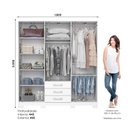 Ver imagem 4 de Guarda-Roupa Solteiro 6 Portas 3 Gavetas com Espelho Caju Branco