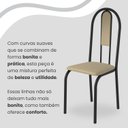 Ver imagem 7 de Conjunto Sala de Jantar Mesa Retangular 100x60cm Tampo Granito Topázio 4 Cadeiras Linda Yescasa Preto/Creme/Fosco