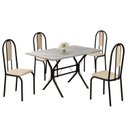 Ver imagem 2 de Conjunto Sala de Jantar Mesa Retangular 100x60cm Tampo Granito Topázio 4 Cadeiras Linda Yescasa