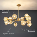Ver imagem 3 de Lustre Dourado e Cristal 12 Globos