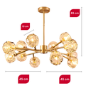 Ver imagem 4 de Lustre Dourado e Cristal 12 Globos