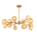 Ver imagem 1 de Lustre Dourado e Cristal 12 Globos