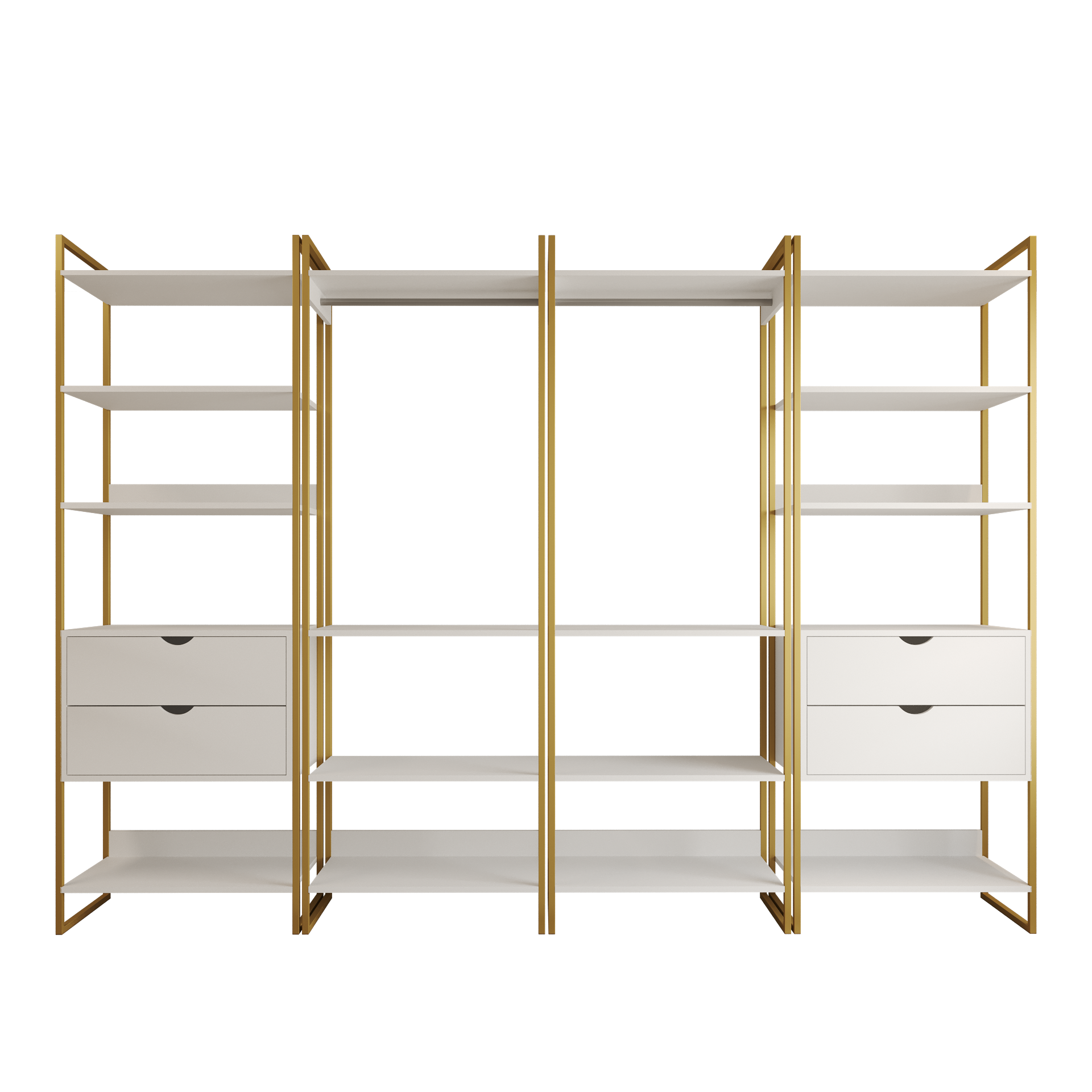 Quatro Módulos para Closet Industrial Ferro Dourado Tampo Branco - 2