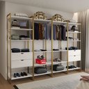 Ver imagem 1 de Quatro Módulos para Closet Industrial Ferro Dourado Tampo Branco