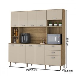 Cozinha Compacta Luiza 10 Portas 2 Gavetas Freijó/vanilla - Panorama Móveis - 5