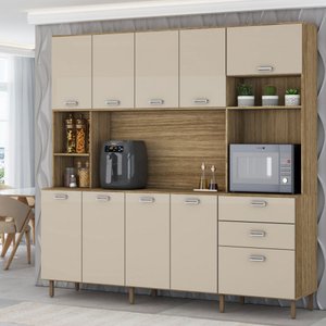 Cozinha Compacta Luiza 10 Portas 2 Gavetas Freijó/vanilla - Panorama Móveis
