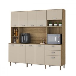 Cozinha Compacta Luiza 10 Portas 2 Gavetas Freijó/vanilla - Panorama Móveis - 4
