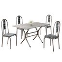 Ver imagem 2 de Conjunto Sala de Jantar Mesa Retangular 100x60cm Tampo Granito Topázio 4 Cadeiras Linda Yescasa Prata/Preto Floral