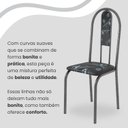 Ver imagem 7 de Conjunto Sala de Jantar Mesa Retangular 100x60cm Tampo Granito Topázio 4 Cadeiras Linda Yescasa Prata/Preto Floral