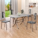 Ver imagem 1 de Conjunto Sala de Jantar Mesa Retangular 100x60cm Tampo Granito Topázio 4 Cadeiras Linda Yescasa