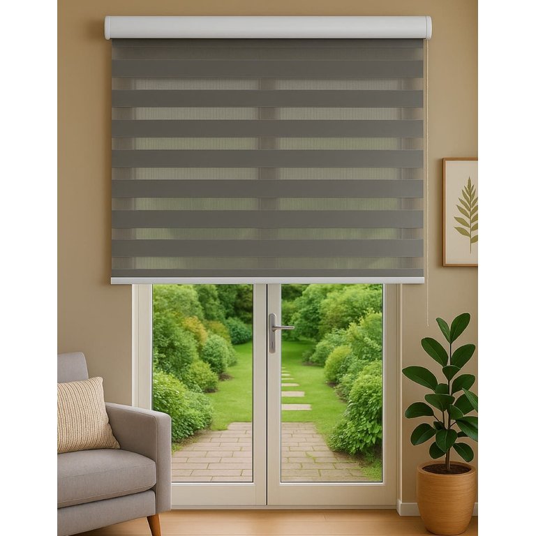 Persiana Rolo Double Vision Zebra 160larg X 220alt Cinza com Bando - Sala/ Escritório/quarto/sacada Persiana Rolo Double Vision Zebra 160larg X 220alt Cinza com Bando - Sala/ Escritório/quarto/sacada