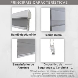 Persiana Rolo Double Vision Zebra 160larg X 220alt Cinza com Bando - Sala/ Escritório/quarto/sacada - 7