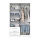 Ver imagem 2 de Guarda-Roupa Solteiro 4 Portas 3 Gavetas com Espelho Caju Branco
