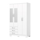 Ver imagem 3 de Guarda-Roupa Solteiro 4 Portas 3 Gavetas com Espelho Caju Branco