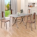 Ver imagem 1 de Conjunto Sala de Jantar Mesa Retangular 100x60cm Tampo Granito Topázio 4 Cadeiras Linda Yescasa