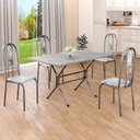 Ver imagem 1 de Conjunto Sala de Jantar Mesa Retangular 100x60cm Tampo Granito Topázio 4 Cadeiras Linda Yescasa