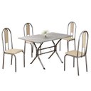 Ver imagem 2 de Conjunto Sala de Jantar Mesa Retangular 100x60cm Tampo Granito Topázio 4 Cadeiras Linda Yescasa