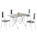 Ver imagem 2 de Conjunto Sala de Jantar Mesa Retangular 100x60cm Tampo Granito Topázio 4 Cadeiras Linda Yescasa Branco/Preto Floral