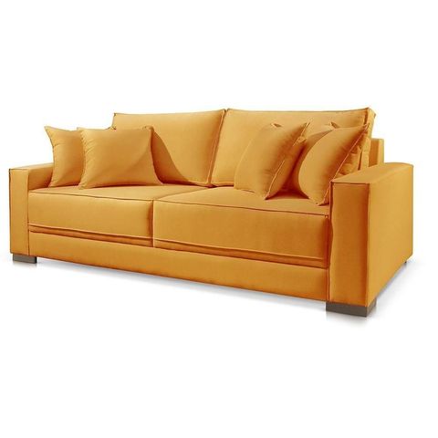 Sofá Marrocos 3 Lugares Suede Mostarda 2,00m Confortável Sala
