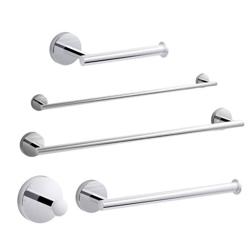 Kohler Brasil Elate Kit Acessórios Banheiro com Papeleira Cabide Toalheiro e Porta-Toalha
