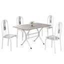 Ver imagem 2 de Conjunto Sala de Jantar Mesa Retangular 100x60cm Tampo Granito Topázio 4 Cadeiras Linda Yescasa Branco/Paraopeba
