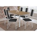 Ver imagem 1 de Conjunto: Mesa Sala Jantar Elba C/ Tampo de Madeira 160cm e 6 Cadeiras Lisboa Cromada/nogueira -