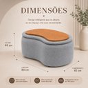 Ver imagem 4 de Puff Baú Formato Feijão em Bouclê Orgânico com Tampo Reversível Mesa ou Assento Cinza Lh Móveis