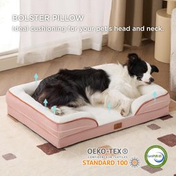 Bedsure Cama Ortopédica para Cães Grandes G Resa e Branca - 3